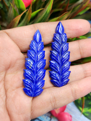 Lapis Lazuli Stone Carved Pair of Earrings with Mughal Floral Design - A Radiant Reflection of Timeless Beauty | Gemstone Earring | Birthday Gift | Daughter's Day Gift | Mother's Day Gift