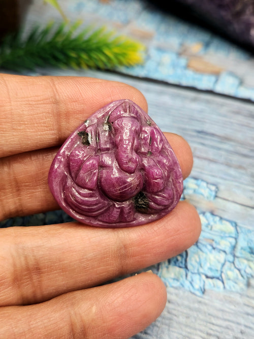 Lord Ganesh Carved Ruby Gemstone for Pendant - A Fusion of Spirituality and Elegance | Birthday Gift | Daughter's Day Gift | Mother's Day Gift