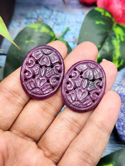 Ruby Floral Carved Gemstones (Pair) – Ideal for Custom Pendant or Earring Sets - History, Symbolism and Modern Appeal