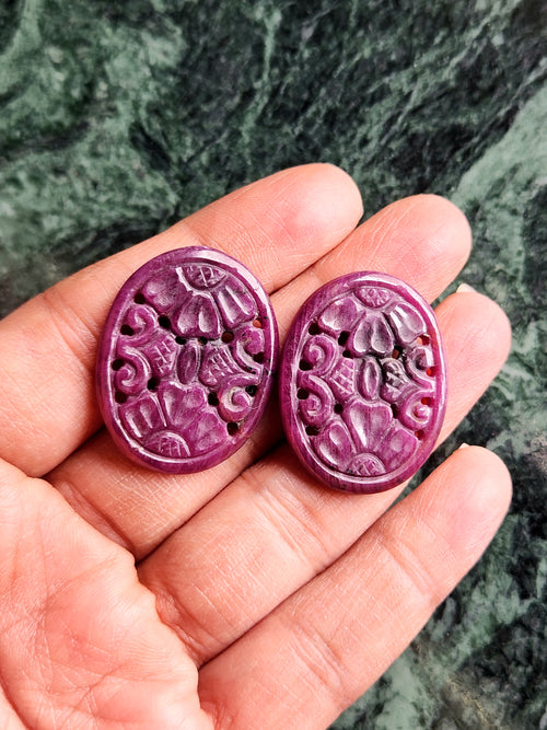 Ruby Floral Carved Gemstones (Pair) – Ideal for Custom Pendant or Earring Sets - History, Symbolism and Modern Appeal
