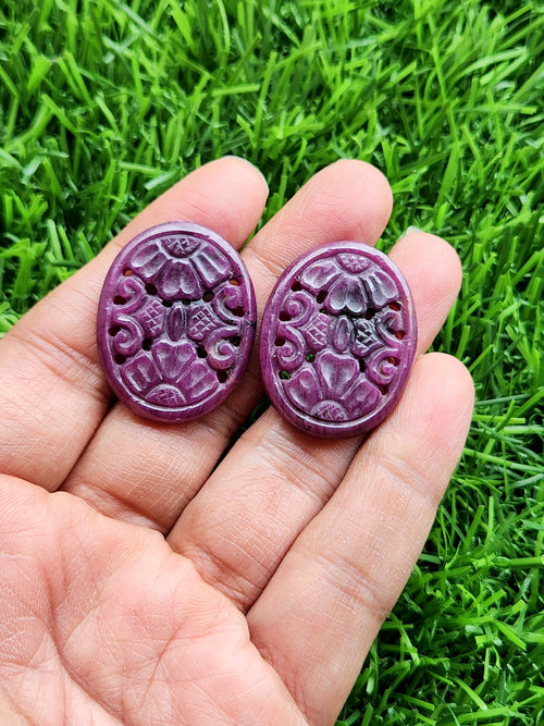 Ruby Floral Carved Gemstones (Pair) – Ideal for Custom Pendant or Earring Sets - History, Symbolism and Modern Appeal