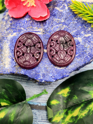 Floral Carved Ruby Stone Pair for Earrings or Pendant - History, Symbolism and Modern Appeal