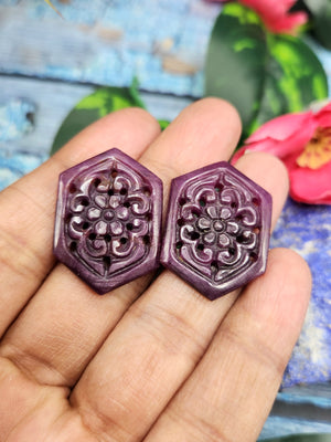 Floral Carved Ruby Stone Pair for Earrings or Pendant - History, Symbolism and Modern Appeal