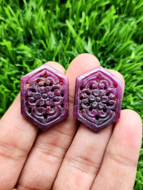 Floral Carved Ruby Stone Pair for Earrings or Pendant - History, Symbolism and Modern Appeal