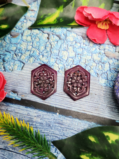 Floral Carved Ruby Stone Pair for Earrings or Pendant - History, Symbolism and Modern Appeal