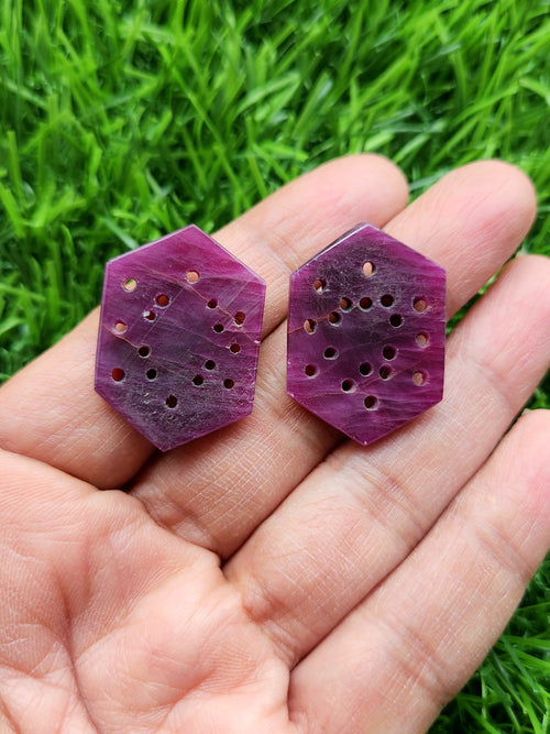 Floral Carved Ruby Stone Pair for Earrings or Pendant - History, Symbolism and Modern Appeal