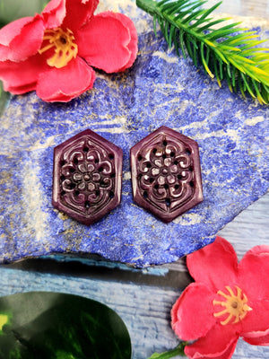Floral Carved Ruby Stone Pair for Earrings or Pendant - History, Symbolism and Modern Appeal