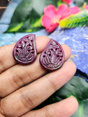 Floral Carved Ruby Stone Pair for Earrings or Pendant - History, Symbolism and Modern Appeal