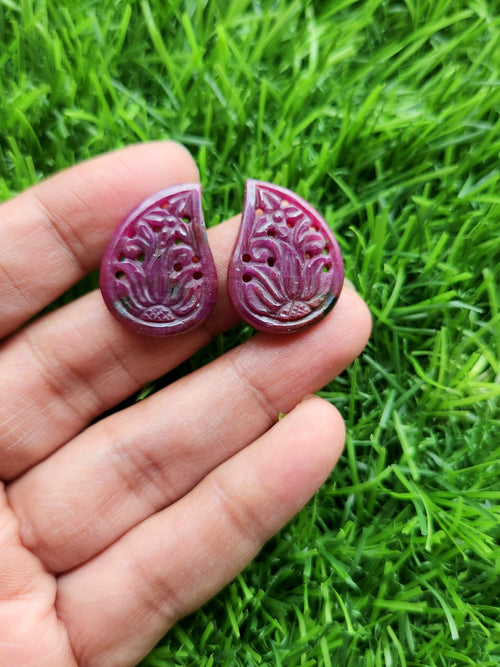 Floral Carved Ruby Stone Pair for Earrings or Pendant - History, Symbolism and Modern Appeal
