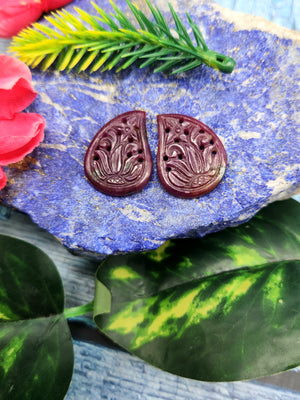 Floral Carved Ruby Stone Pair for Earrings or Pendant - History, Symbolism and Modern Appeal