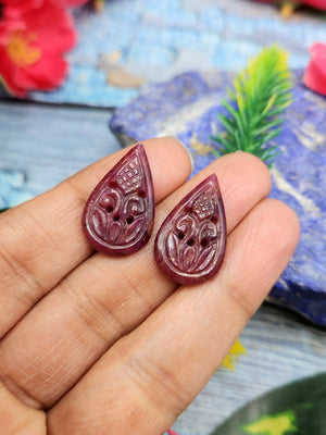 Floral Carved Ruby Stone Pair for Earrings or Pendant - History, Symbolism and Modern Appeal