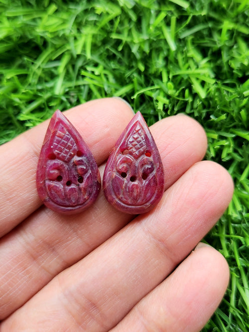 Floral Carved Ruby Stone Pair for Earrings or Pendant - History, Symbolism and Modern Appeal