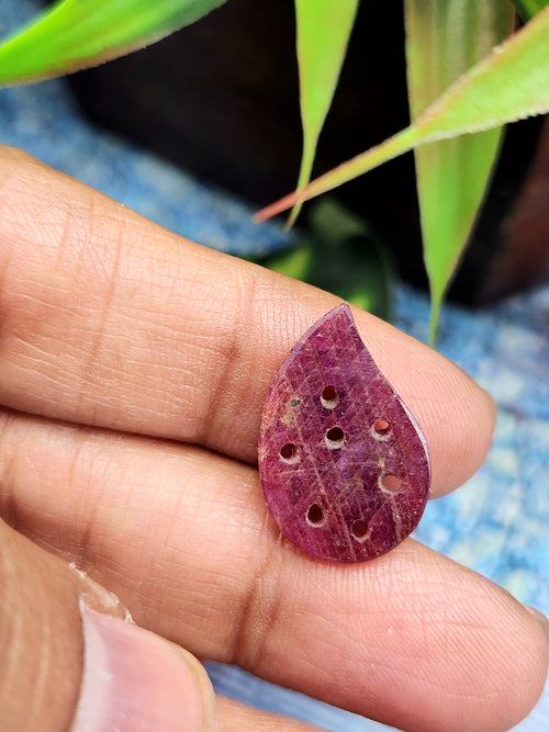 Ruby Floral Carved Stone for Pendant – Timeless Grace | Protection Talisman | Love & Strength | Gift for Her