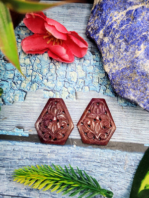 Floral Carved Ruby Stone Pair for Earrings or Pendant - History, Symbolism and Modern Appeal