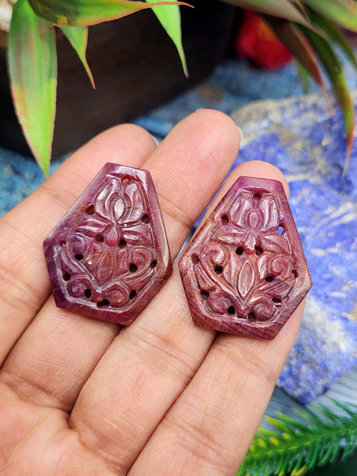 Floral Carved Ruby Stone Pair for Earrings or Pendant - History, Symbolism and Modern Appeal