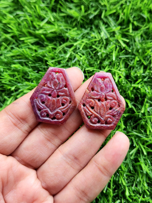 Floral Carved Ruby Stone Pair for Earrings or Pendant - History, Symbolism and Modern Appeal