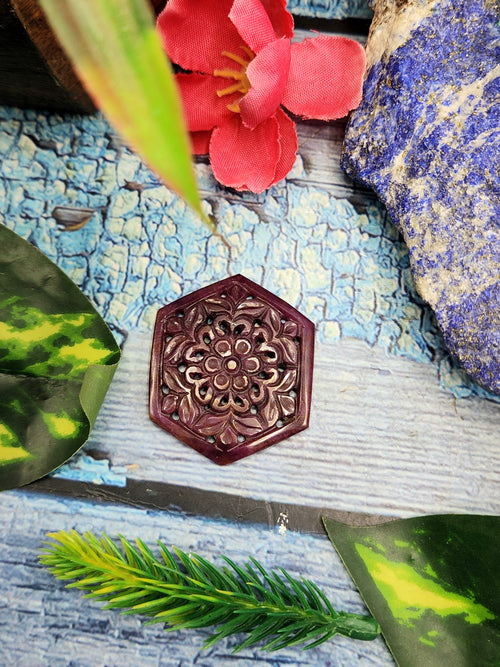 Ruby Floral Carving Pendant - History, Symbolism and Modern Appeal | Gemstone Pendant | Birthday Gift | Daughter's Day Gift | Mother's Day Gift