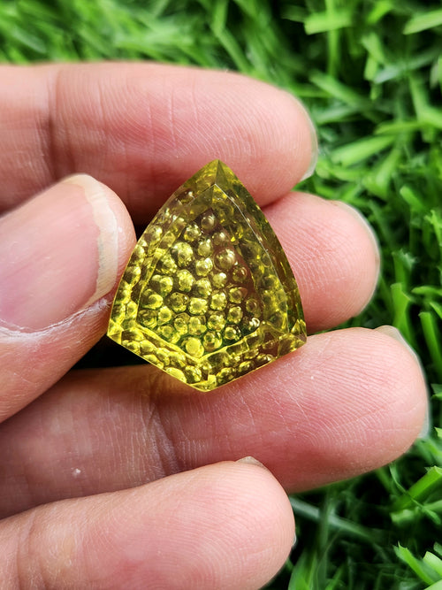 Green Gold Lemon Quartz carved stone for pendant - A Balancing Gemstone for Style and Success | Gemstone Pendant | Birthday Gift | Daughter's Day Gift | Mother's Day Gift