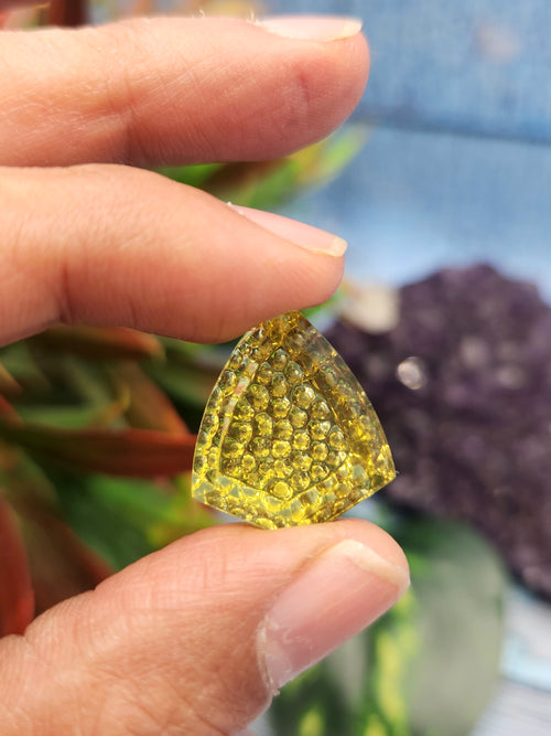 Green Gold Lemon Quartz carved stone for pendant - A Balancing Gemstone for Style and Success | Gemstone Pendant | Birthday Gift | Daughter's Day Gift | Mother's Day Gift