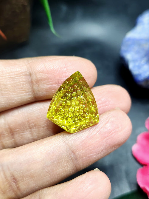 Green Gold Lemon Quartz carved stone for pendant - A Balancing Gemstone for Style and Success | Gemstone Pendant | Birthday Gift | Daughter's Day Gift | Mother's Day Gift