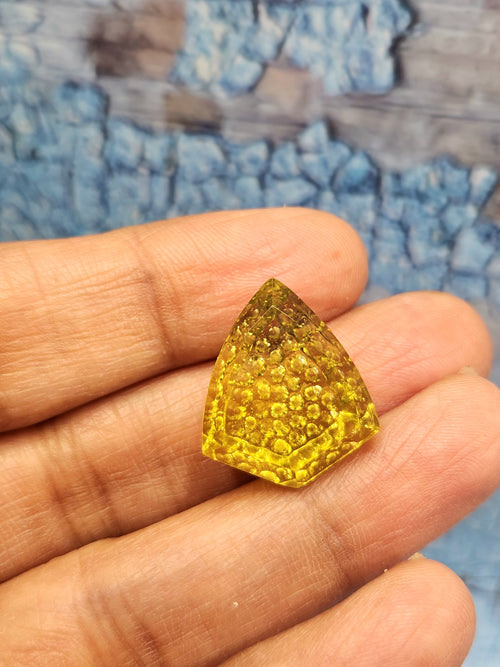 Green Gold Lemon Quartz carved stone for pendant - A Balancing Gemstone for Style and Success | Gemstone Pendant | Birthday Gift | Daughter's Day Gift | Mother's Day Gift