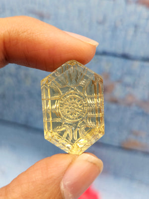 Lemon Quartz Geometric Design Carved Stone for Pendant – Radiant Elegance | Gemstone Pendant | Birthday Gift | Daughter's Day Gift | Mother's Day Gift