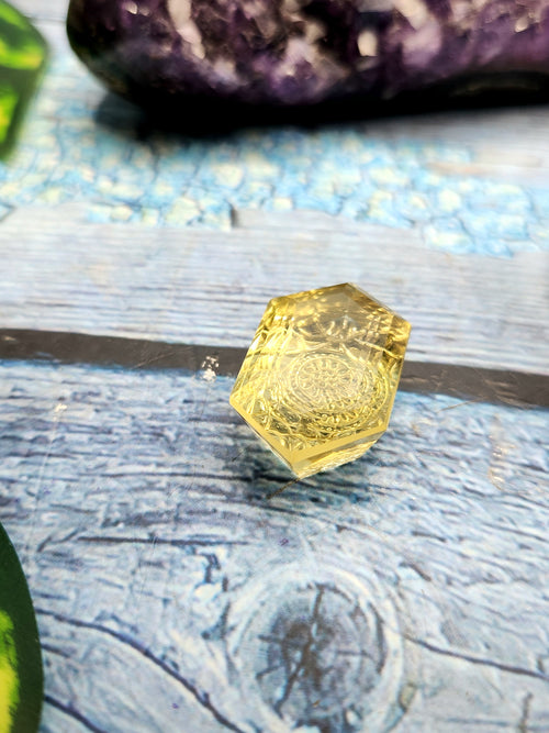Lemon Quartz Geometric Design Carved Stone for Pendant – Radiant Elegance | Gemstone Pendant | Birthday Gift | Daughter's Day Gift | Mother's Day Gift