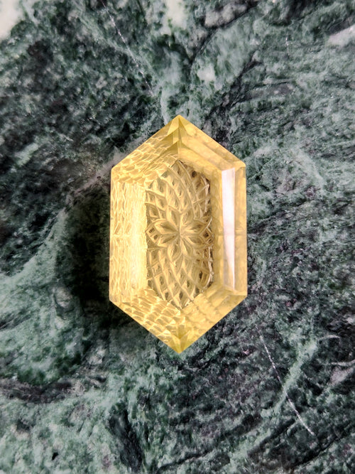 Lemon Quartz Geometric Design Carved Stone for Pendant – Radiant Elegance | Gemstone Pendant | Birthday Gift | Daughter's Day Gift | Mother's Day Gift