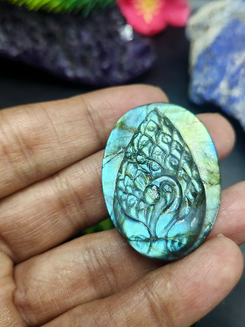 Labradorite Peacock Design Carving For Pendant: A Stunning Blend of Beauty and Healing