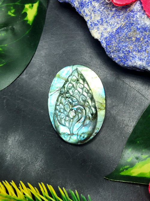 Labradorite Peacock Design Carving For Pendant: A Stunning Blend of Beauty and Healing