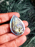 Labradorite Peacock Design Carving For Pendant: A Mystical Shield of Protection & Divine Beauty | Weighing 12 gms
