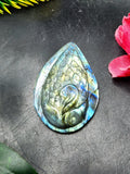 Labradorite Peacock Design Carving For Pendant: A Mystical Shield of Protection & Divine Beauty | Weighing 12 gms