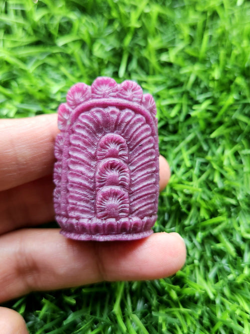 Lord Hanuman Carving in Ruby Stone - A Divine Guardian Against Negative Energy | 1.6 inches and 212 carats