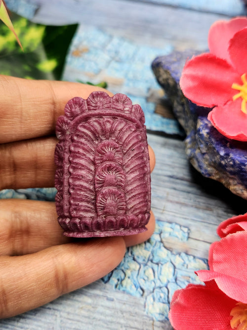Lord Hanuman Carving in Ruby Stone - A Divine Guardian Against Negative Energy | 1.6 inches and 212 carats