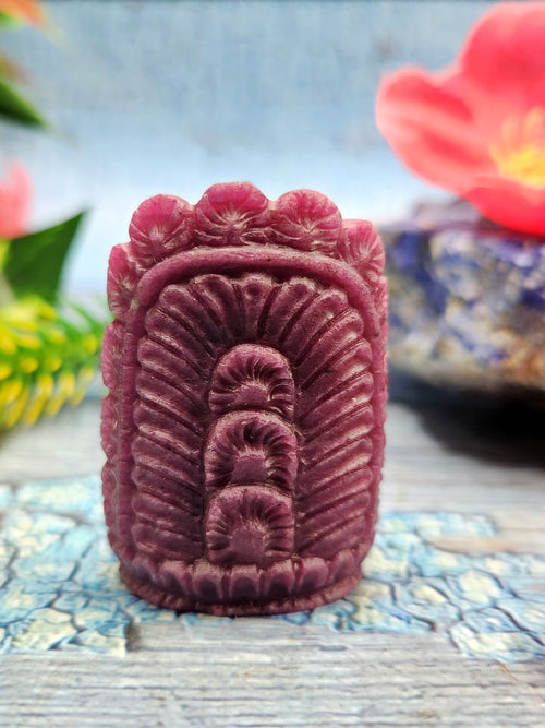 Lord Hanuman Carving in Ruby Stone - A Divine Guardian Against Negative Energy | 1.6 inches and 212 carats