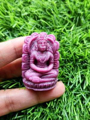 Lord Hanuman Carving in Ruby Stone - A Divine Guardian Against Negative Energy | 1.6 inches and 300 carats