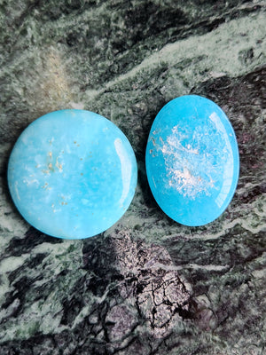Smithsonite Cabochon Round and Oval Shaped Loose Gemstones - Captivating Beauty and Tranquil Energy | Lot of 2 units