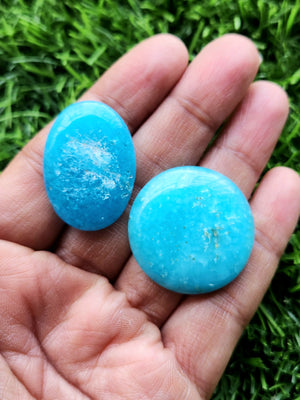 Smithsonite Cabochon Round and Oval Shaped Loose Gemstones - Captivating Beauty and Tranquil Energy | Lot of 2 units