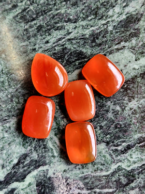 Carnelian Cabochon Mix Shaped Loose Gemstones - Captivating Beauty and Tranquil Energy | Lot of 5 units