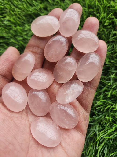 Rose Quartz Cabochons Oval Shaped Loose Gemstones- Merging Beauty and Spirituality | Lot of 14 units