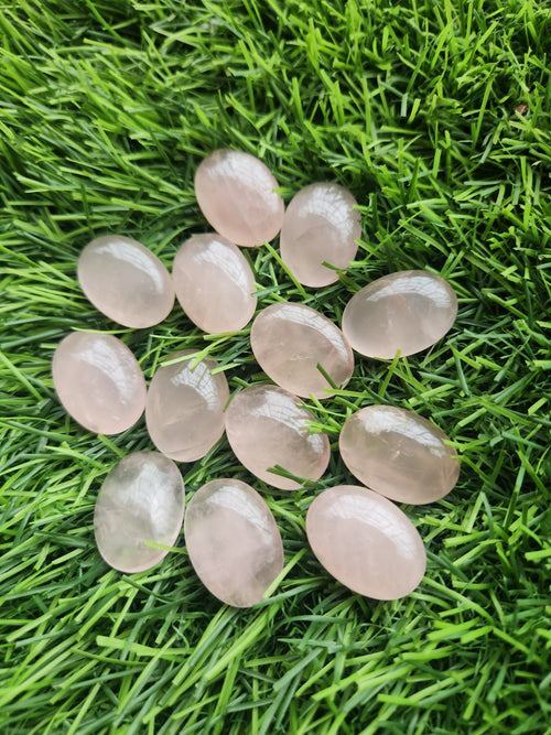 Rose Quartz Cabochons Oval Shaped Loose Gemstones- Merging Beauty and Spirituality | Lot of 14 units
