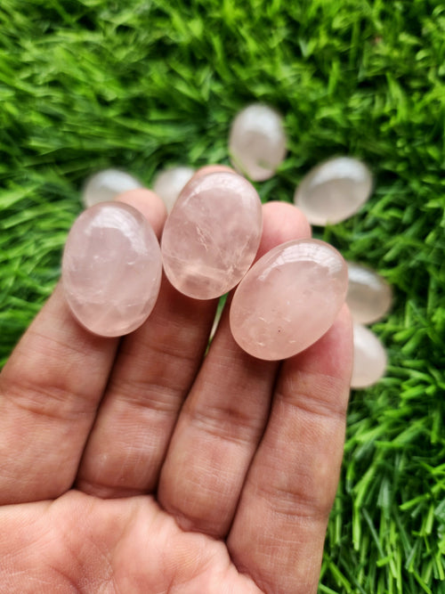 Rose Quartz Cabochons Oval Shaped Loose Gemstones- Merging Beauty and Spirituality | Lot of 14 units