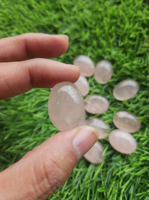 Rose Quartz Cabochons Oval Shaped Loose Gemstones- Merging Beauty and Spirituality | Lot of 14 units