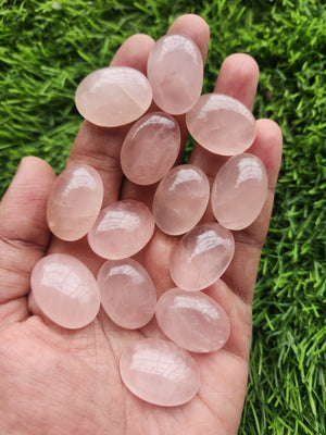 Rose Quartz Cabochons Oval Shaped Loose Gemstones- Merging Beauty and Spirituality | Lot of 14 units