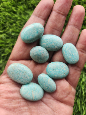 Amazonite Cabochons Oval Shaped Loose Gemstones- Merging Beauty and Spirituality | Lot of 8 units