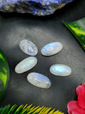 Rainbow Moonstone Cabochons with Blue Flash – Oval Shaped Loose Gemstones for Jewelry Making - Lot of 5 units