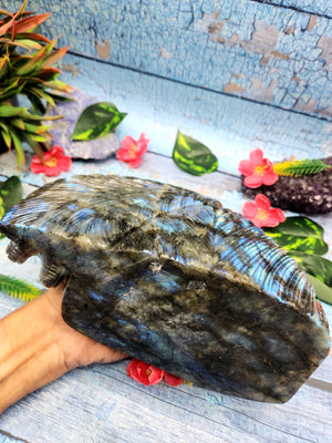 Lord Shiva Head in Labradorite Stone - Embrace the Power and Beauty of the Divine - 6 inches and 2800 gm