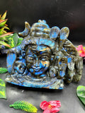 Lord Shiva Head in Labradorite Stone - Embrace the Power and Beauty of the Divine - 6 inches and 2800 gm