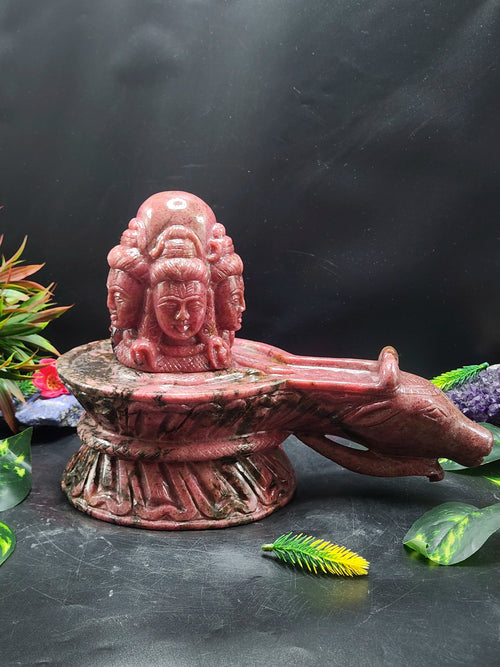 Panchmukhi Shiva Lingam/ Shivling in Rhodonite Stone: A Divine Masterpiece of Spiritual Harmony and Healing