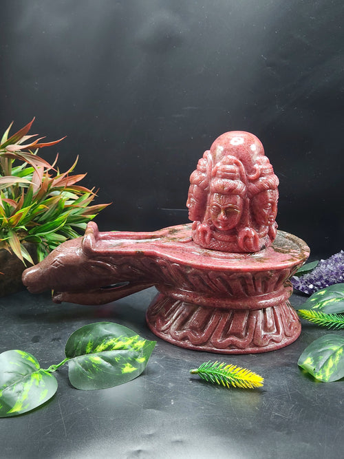 Panchmukhi Shiva Lingam/ Shivling in Rhodonite Stone: A Divine Masterpiece of Spiritual Harmony and Healing